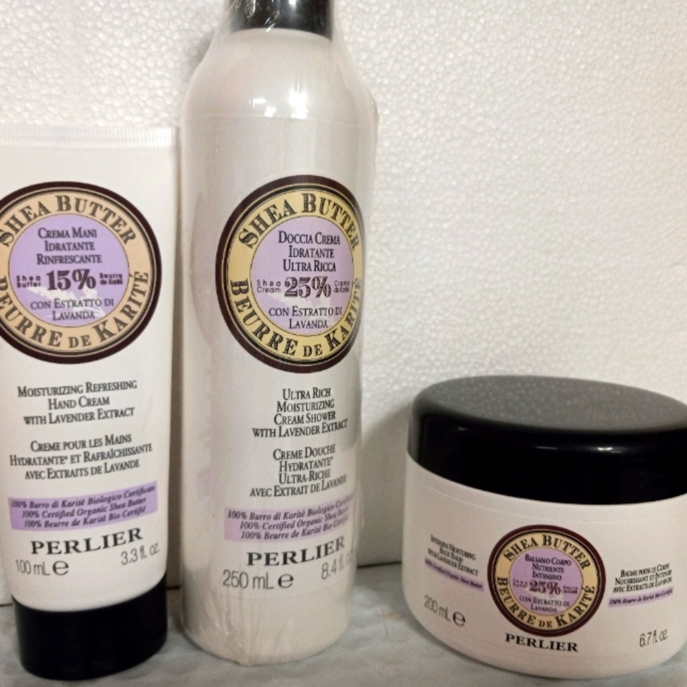 Perlier Lavender Shea Butter 3 piece skin gift set